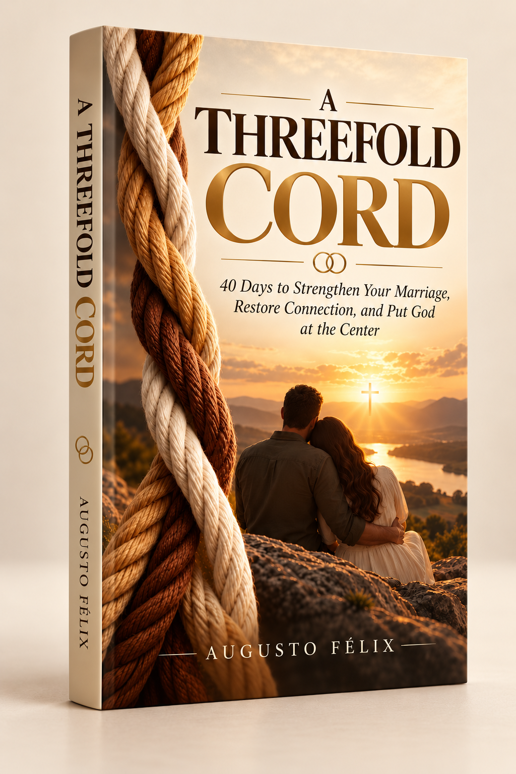 A Threefold Cord digital book by Augusto Félix, shown in a 3D mockup